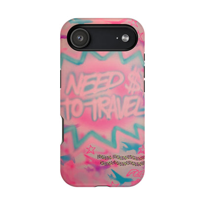 MagSafe "need $$ to travel" airbrush iPhone case