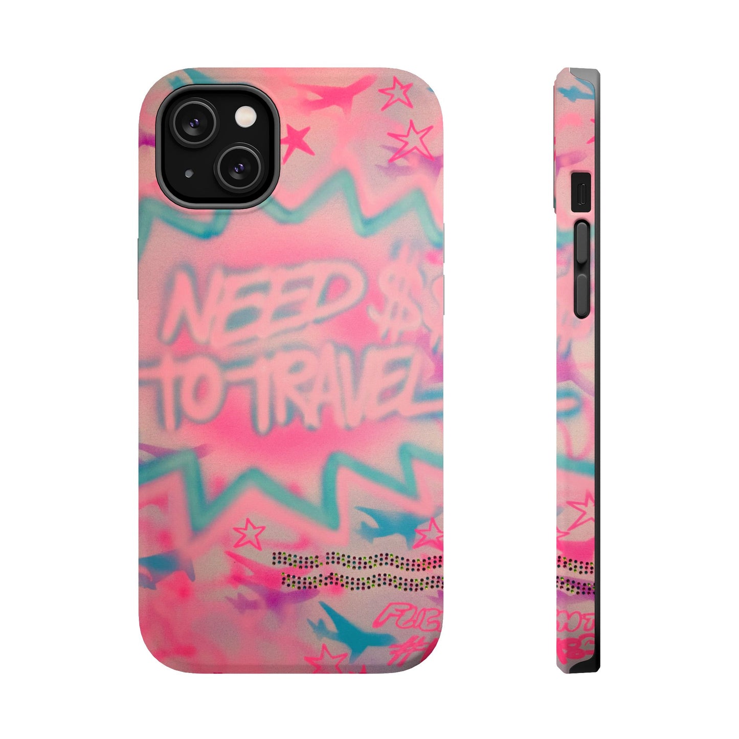 MagSafe "need $$ to travel" airbrush iPhone case