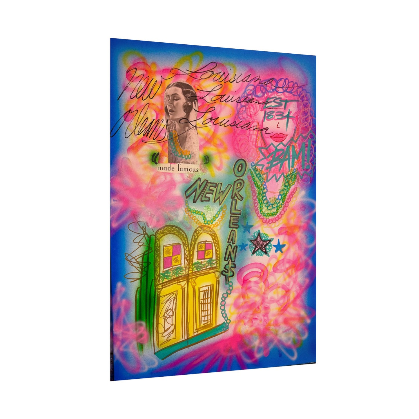 "new orleans, la" airbrush rolled print