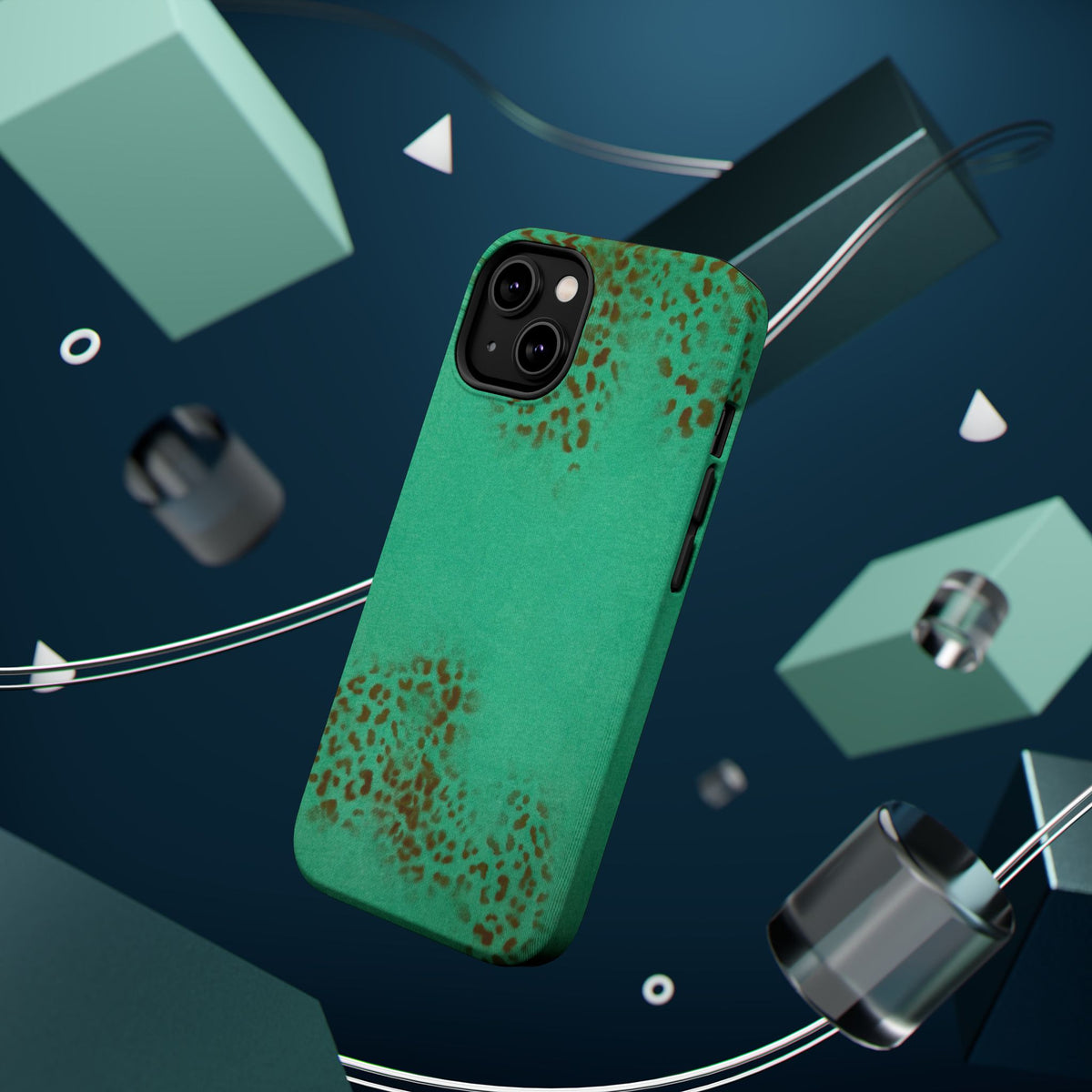MagSafe "teal cheetah" airbrush iPhone case