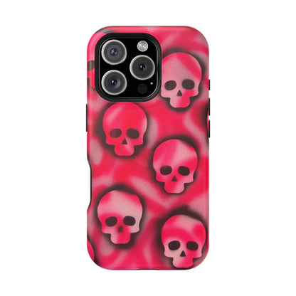 MagSafe "pink skully" airbrush iPhone case