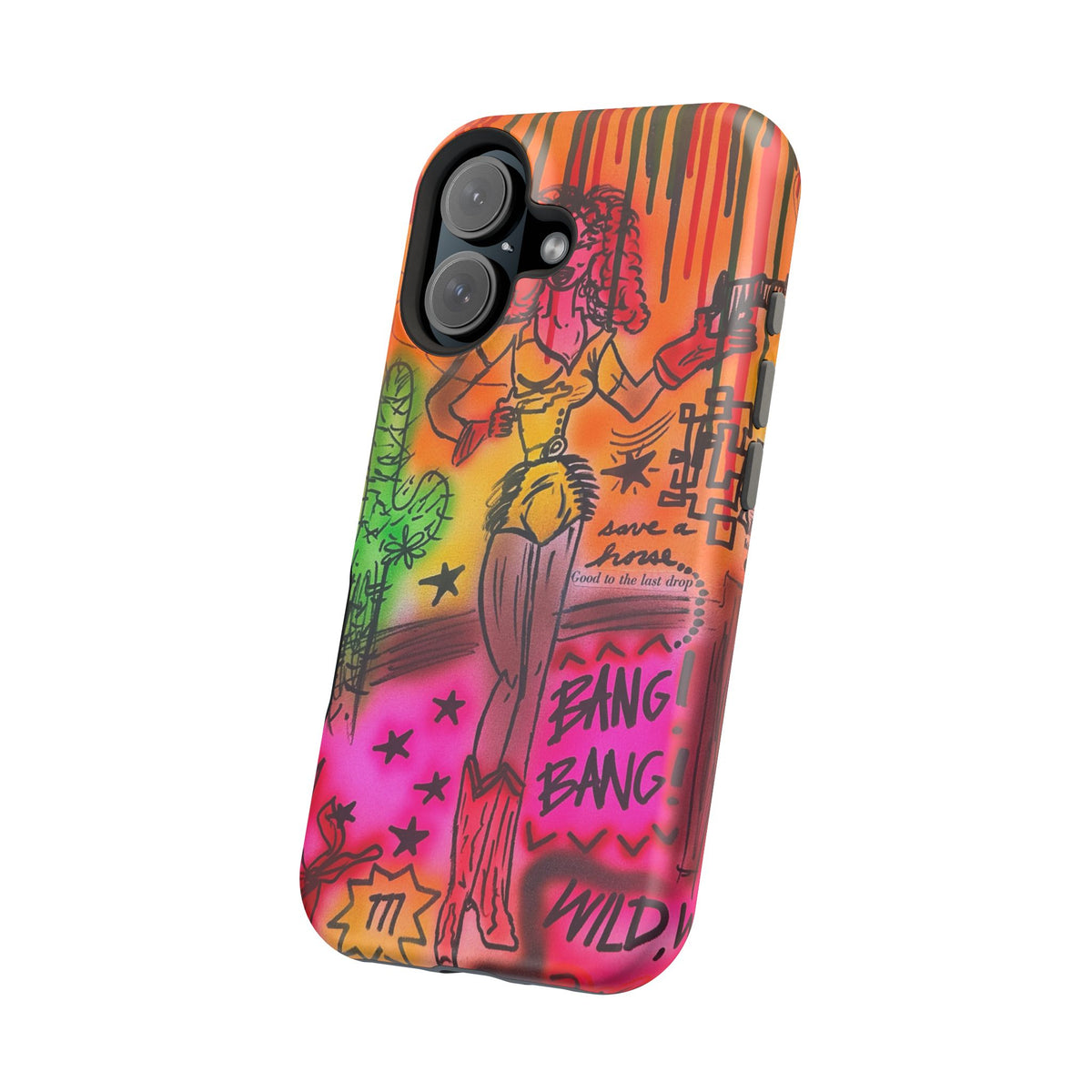 MagSafe "wild, wild west" airbrush iPhone case
