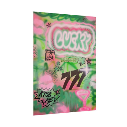 "so lucky" airbrush rolled print