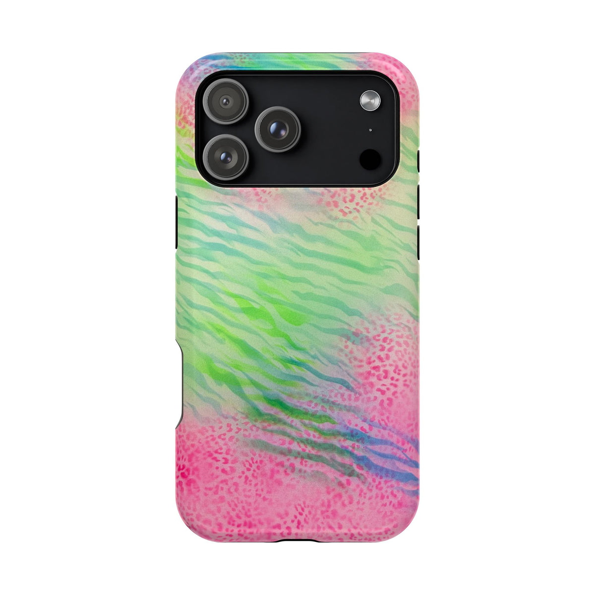 MagSafe "teal cheetah" airbrush iPhone case