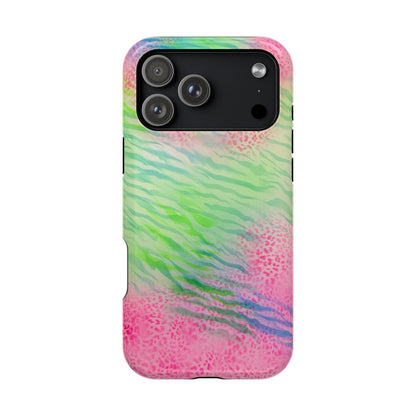 MagSafe "teal cheetah" airbrush iPhone case