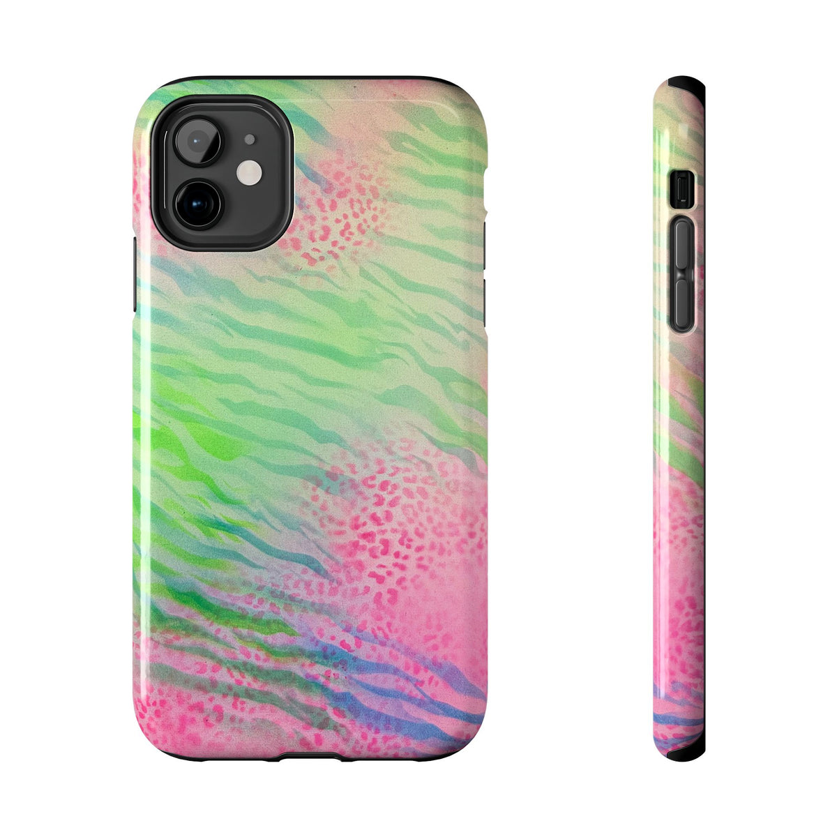 teal tiger x cheetah airbrush iPhone case