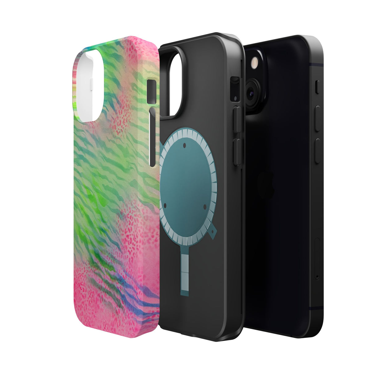 MagSafe "teal cheetah" airbrush iPhone case