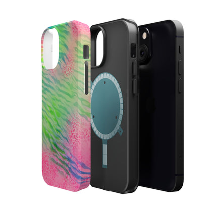 MagSafe "teal cheetah" airbrush iPhone case