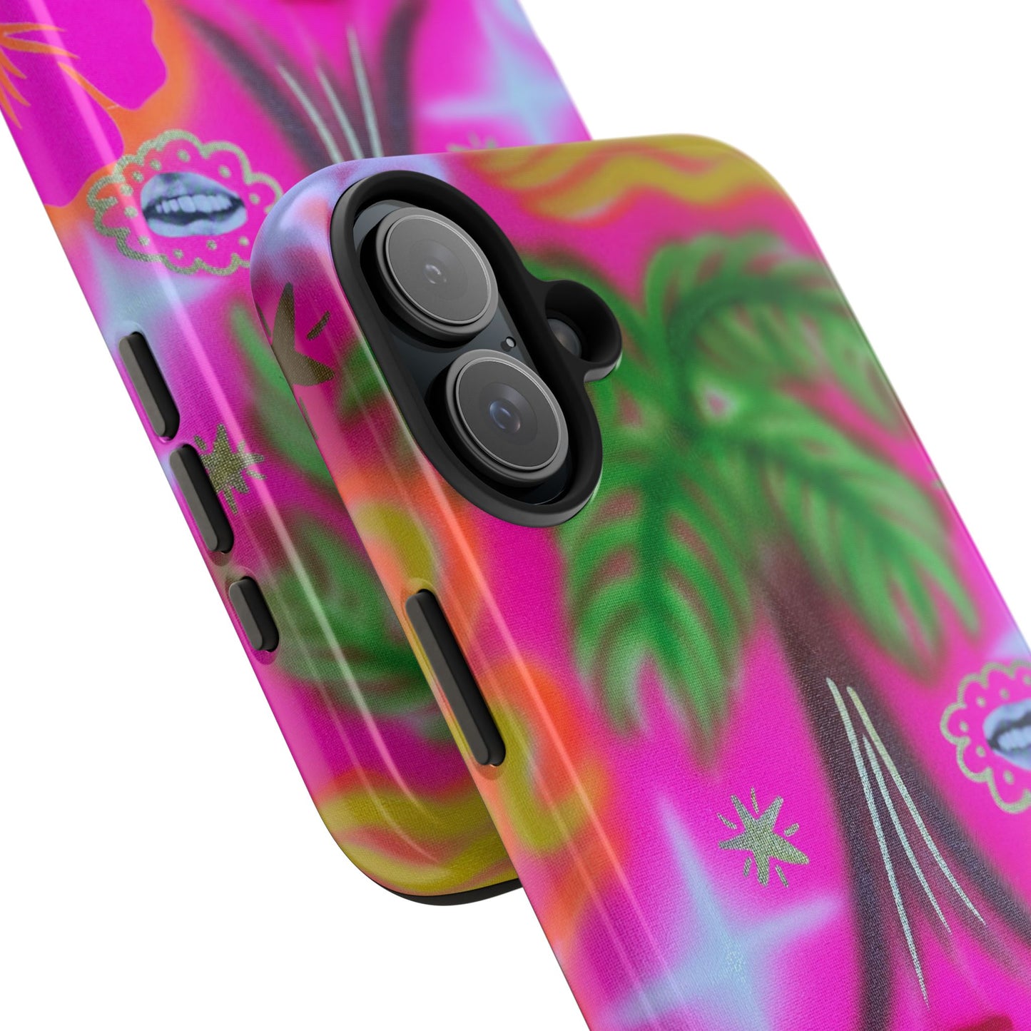 "neon pink palms" airbrush iPhone case