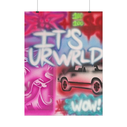 "it's ur WRLD" airbrush rolled print