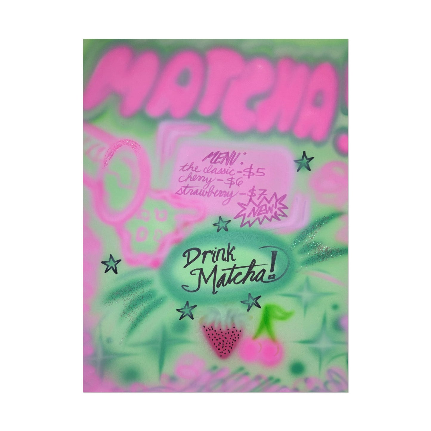 "matcha!" airbrush rolled print