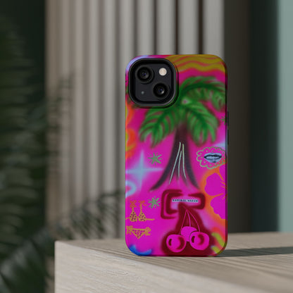MagSafe "neon pink palms" Airbrush iPhone-Hülle