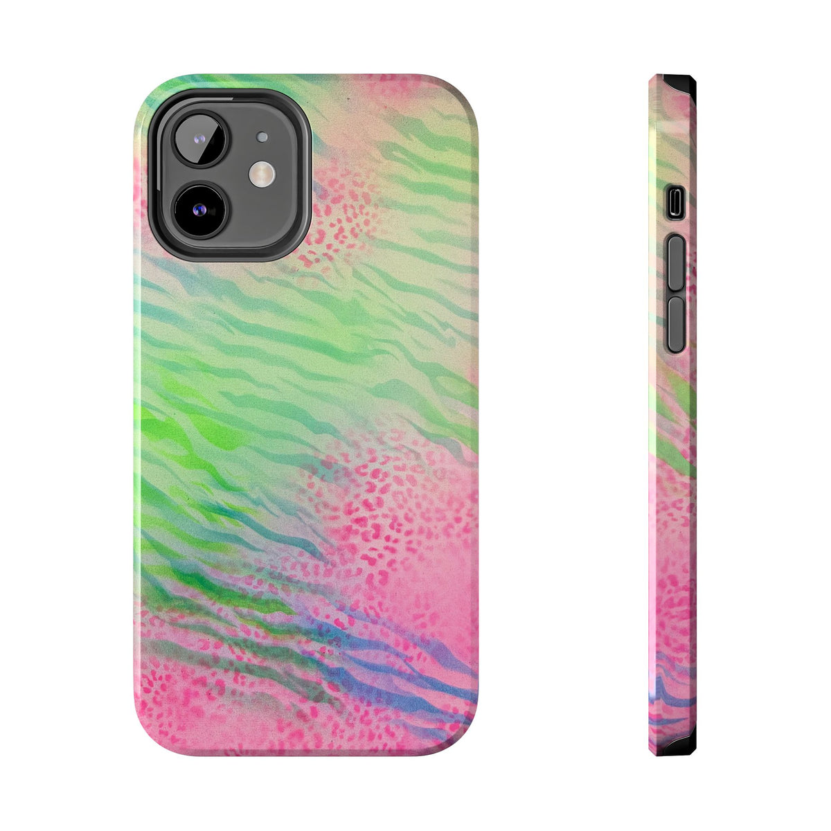 teal tiger x cheetah airbrush iPhone case