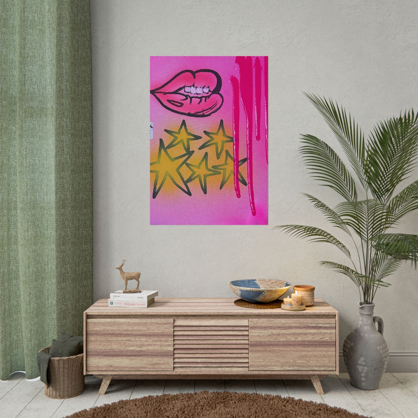"star drip" airbrush rolled print