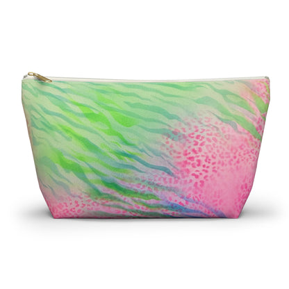 "teal cheetah" airbrush makeup pouch