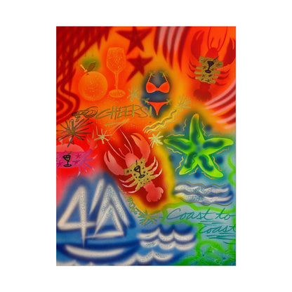 "tipsy lobster" airbrush rolled print