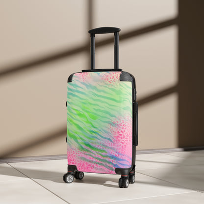"teal cheetah" airbrush suitcase