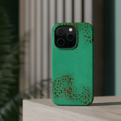 MagSafe "teal cheetah" airbrush iPhone case