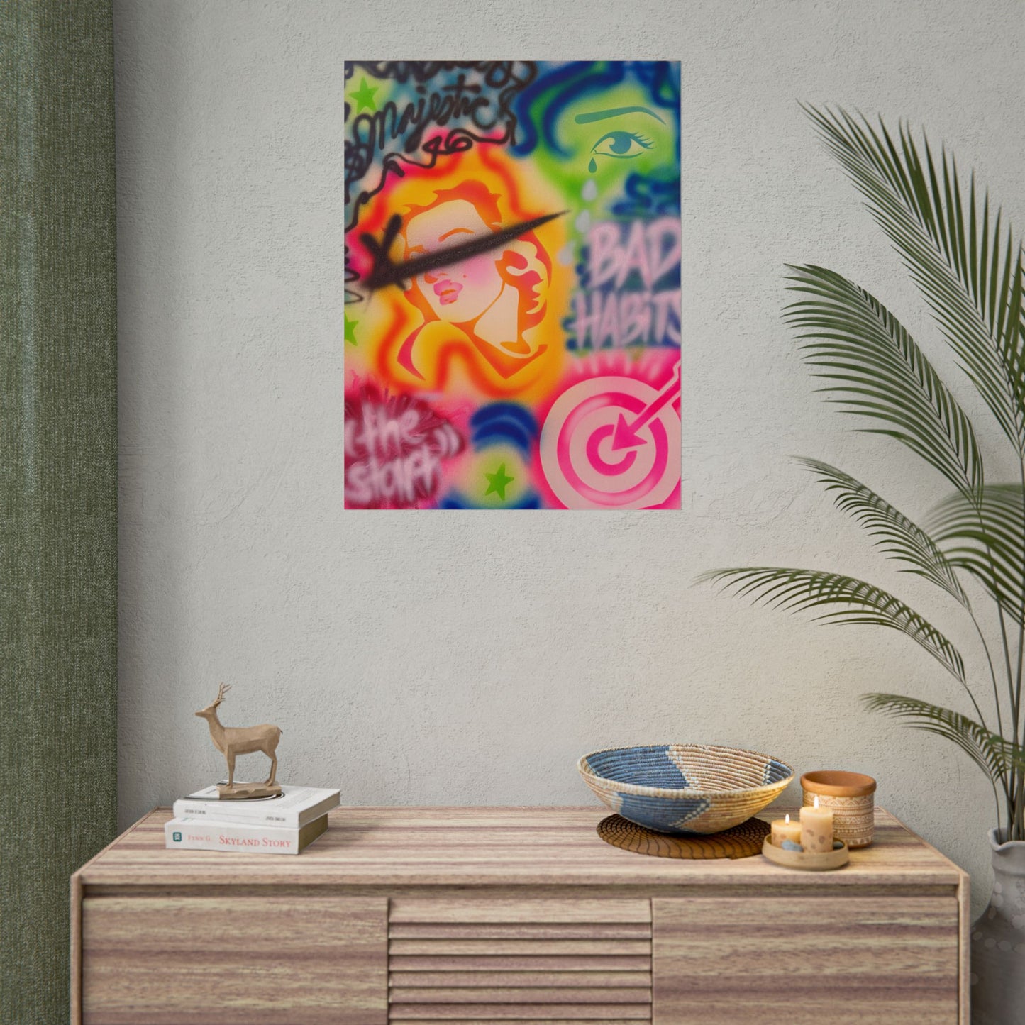 "bad habits" airbrush rolled print
