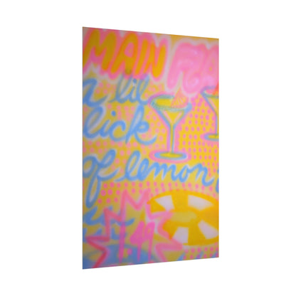 "lemontini" airbrush rolled print