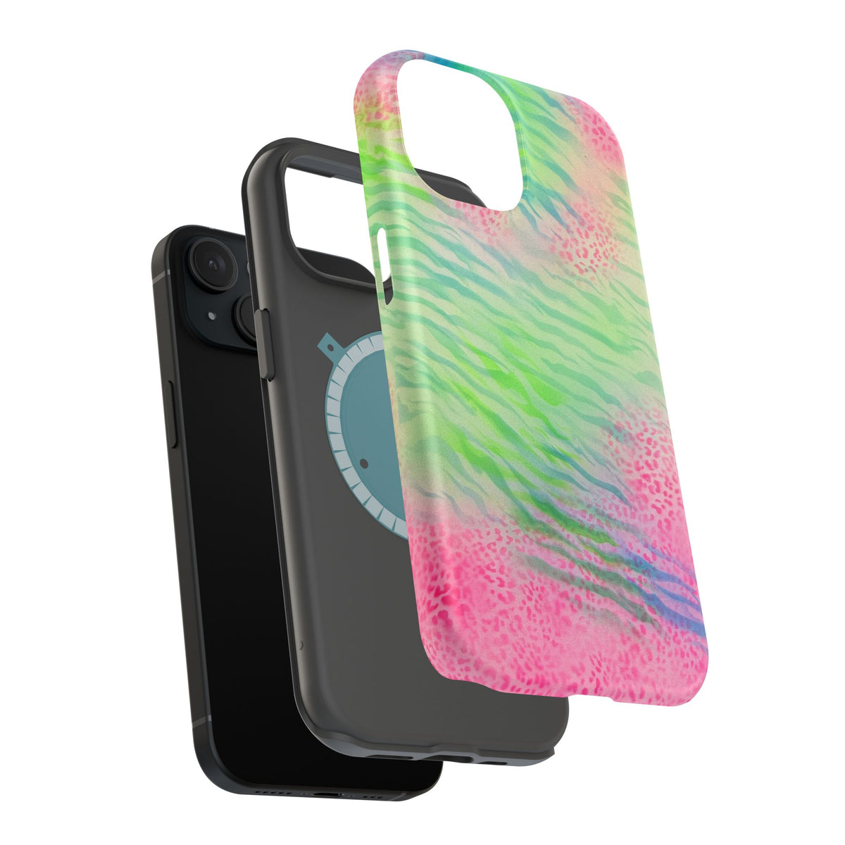 MagSafe "teal cheetah" airbrush iPhone case