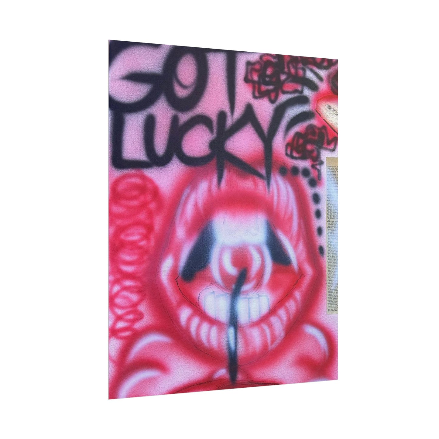 "be happy go lucky" airbrush rolled print