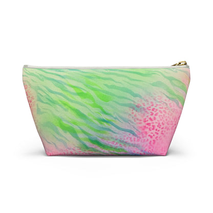 "teal cheetah" airbrush makeup pouch