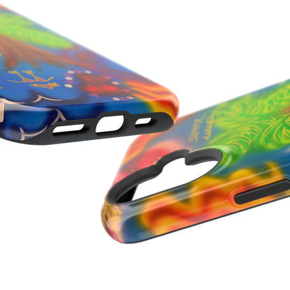 MagSafe iPhone-Hülle mit „Neon-Blaue Palmen“-Airbrush-Design