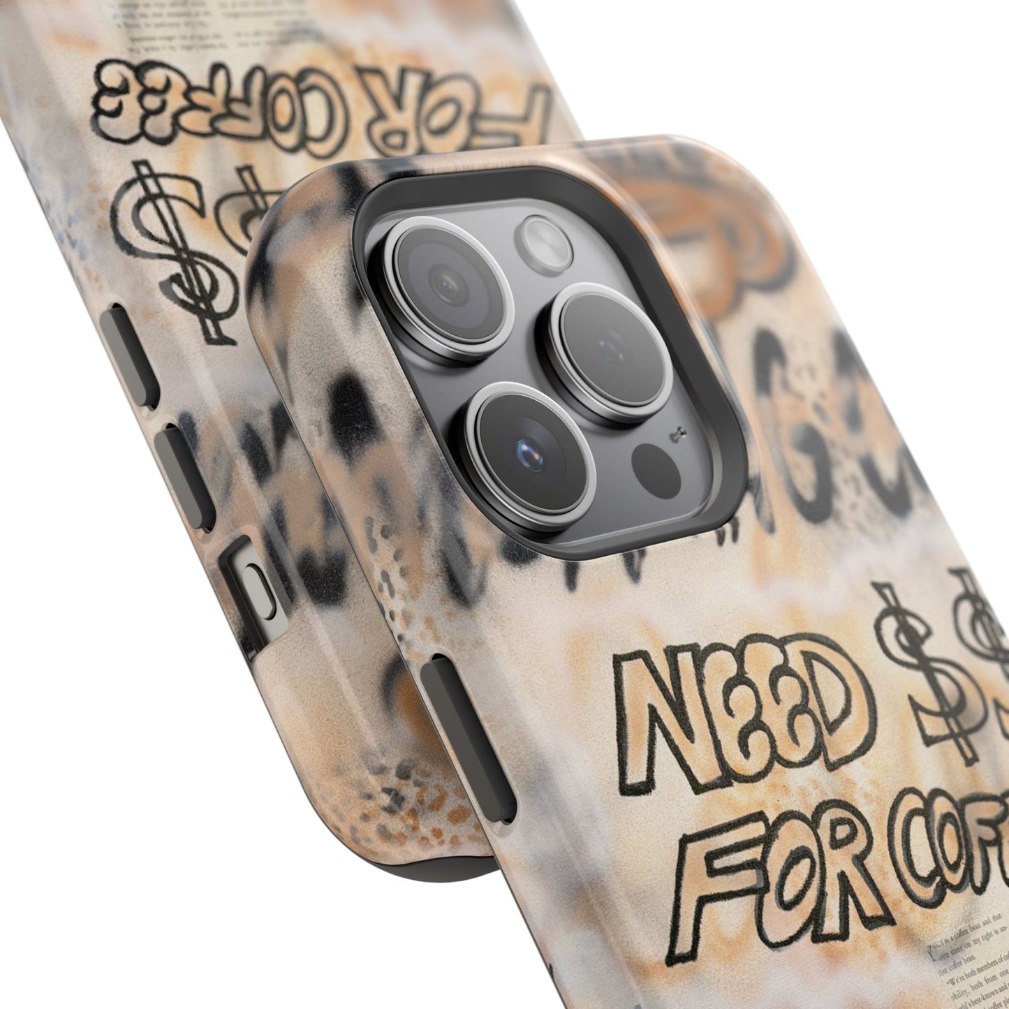 MagSafe "need $$ for coffee" airbrush iPhone case