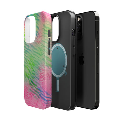 MagSafe "teal cheetah" airbrush iPhone case