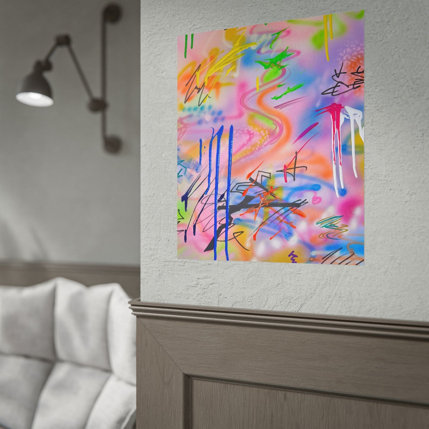 "neon haze" airbrush rolled print