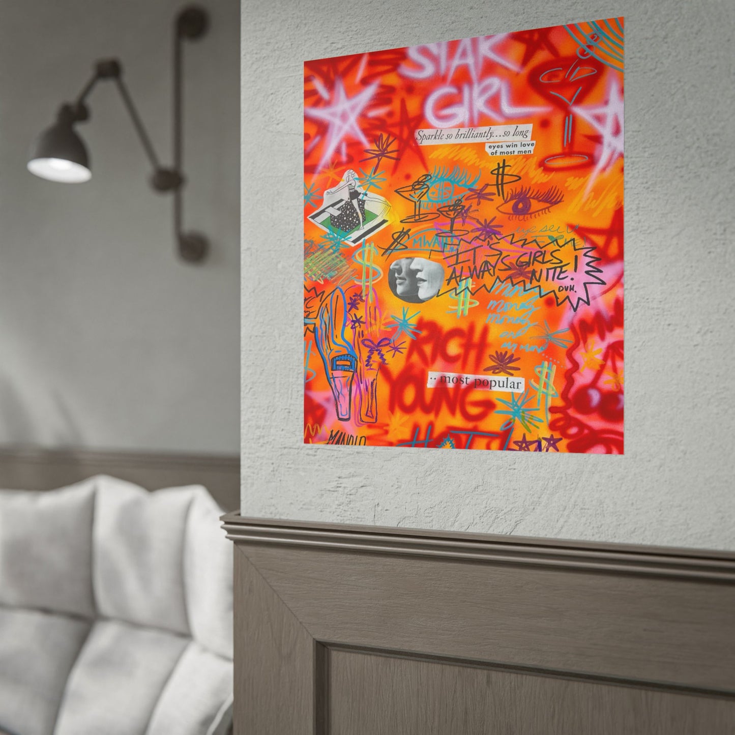 "young, rich, hot" airbrush rolled print