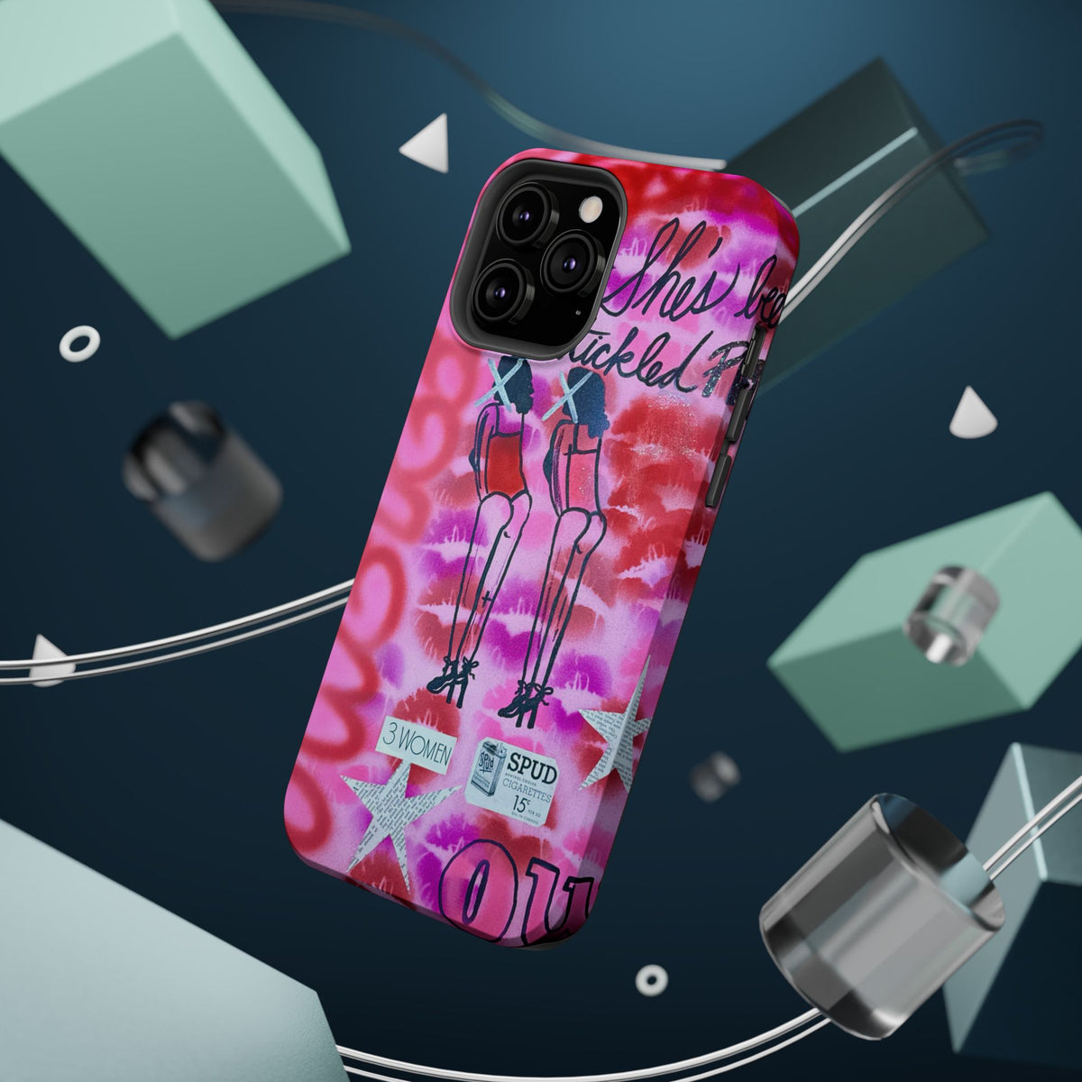MagSafe "tickled pink" airbrush iPhone case