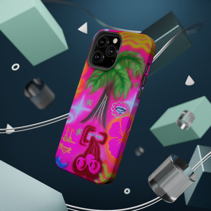 MagSafe "neon pink palms" Airbrush iPhone-Hülle