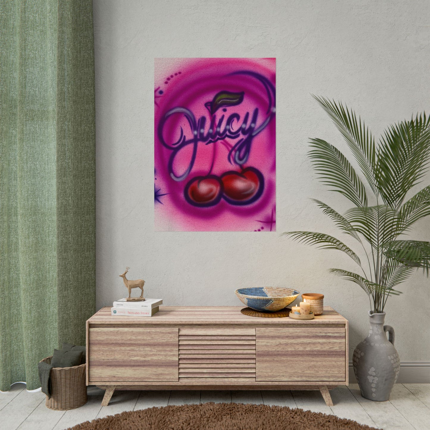 "juicy" airbrush rolled print