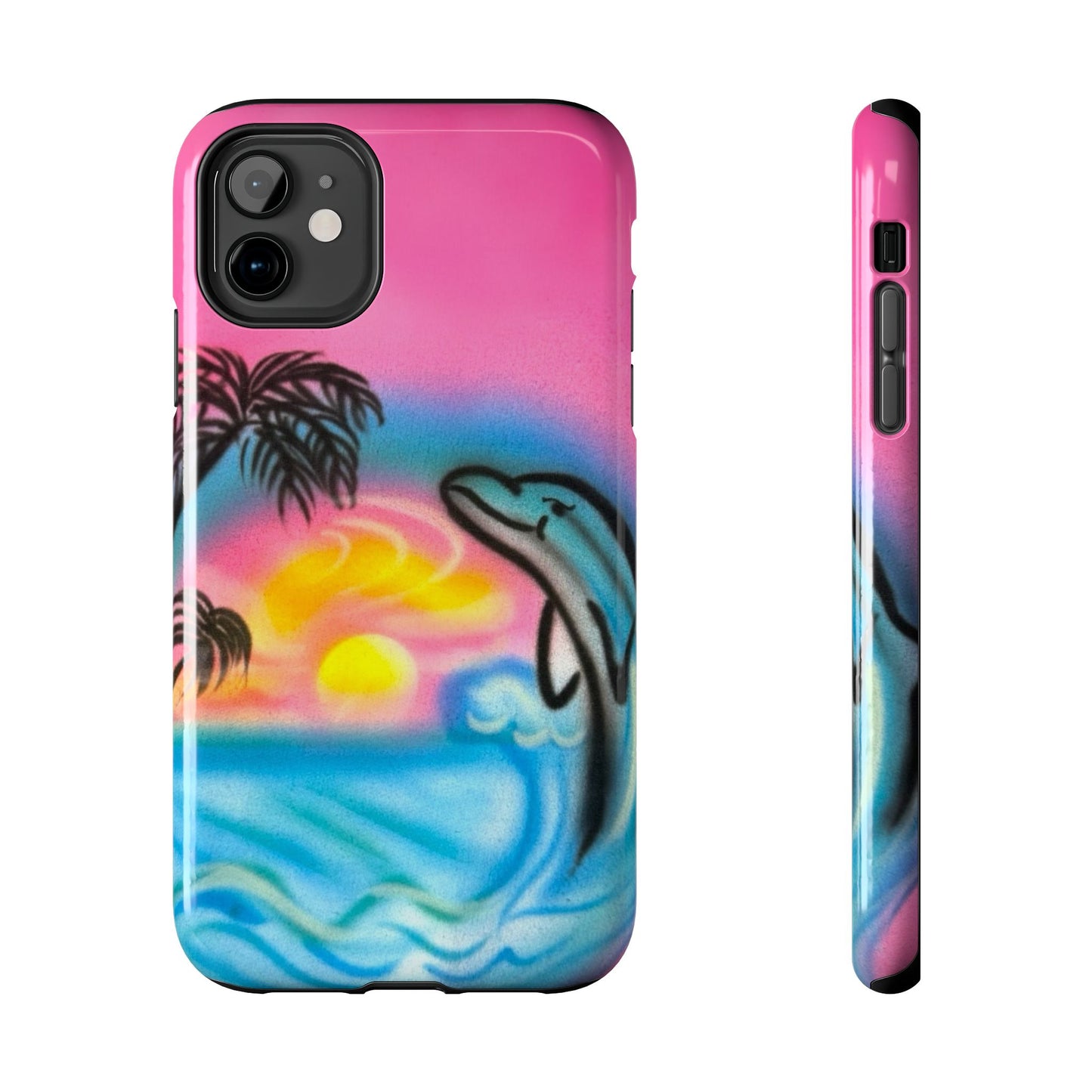 "dolphin love" airbrush iPhone case