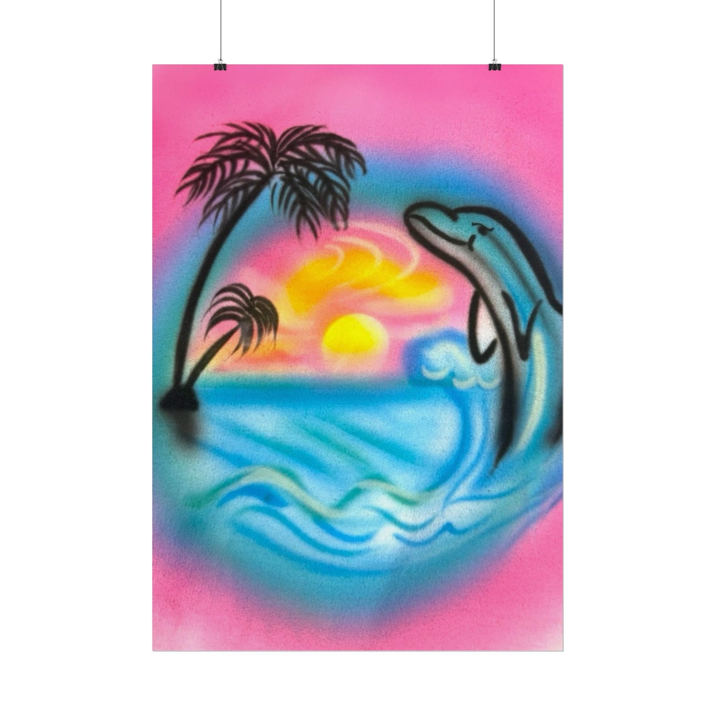 "dolphin love" airbrush rolled print