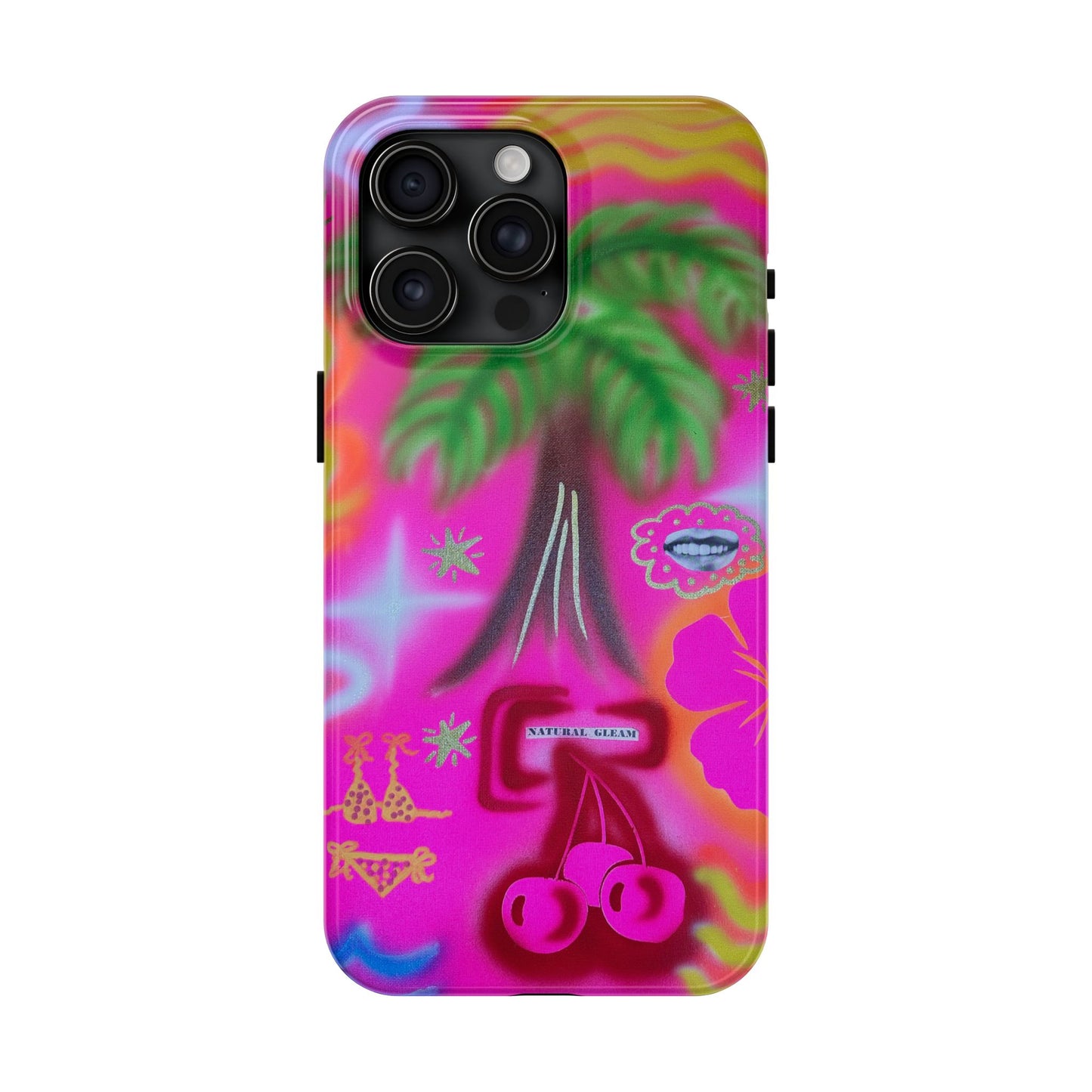 "neon pink palms" airbrush iPhone case