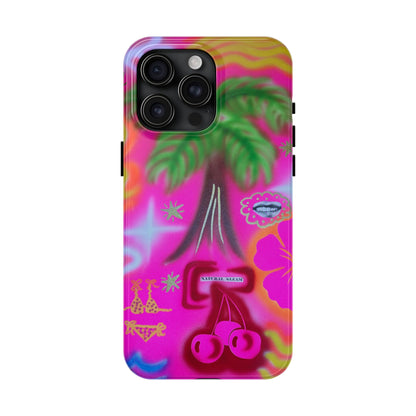 "neon pink palms" airbrush iPhone case