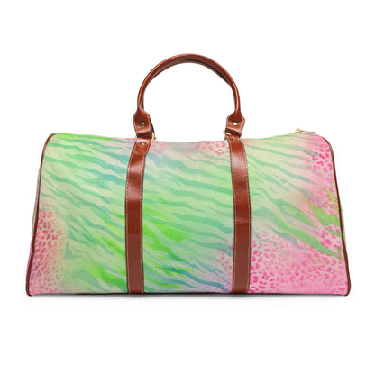 "teal cheetah" airbrush waterproof travel bag