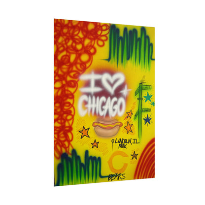 "chicago" airbrush rolled print