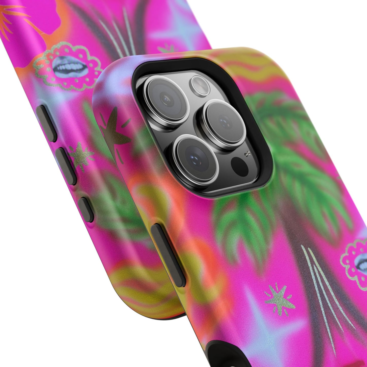 MagSafe "neon pink palms" Airbrush iPhone-Hülle
