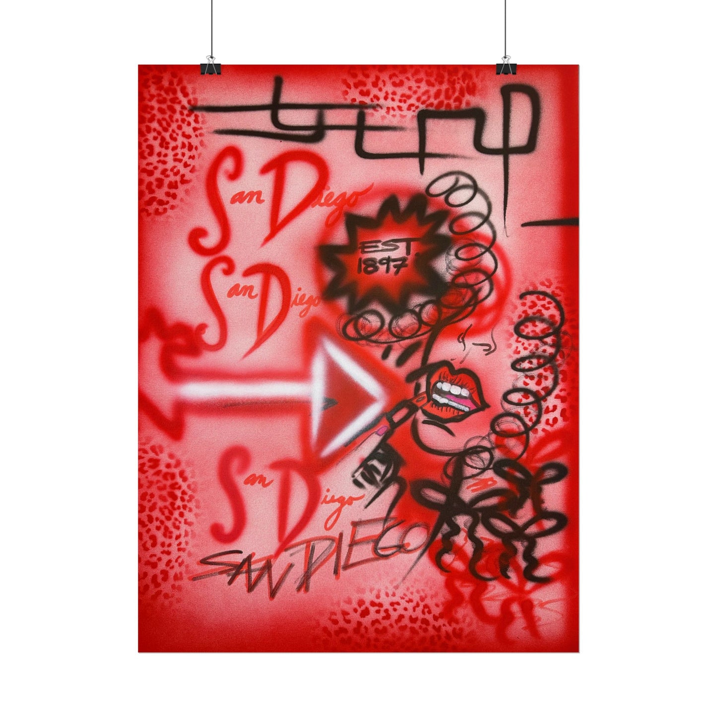 "san diego" airbrush rolled print