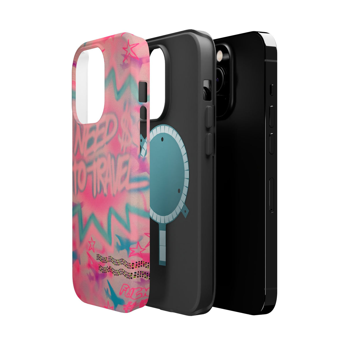 MagSafe "need $$ to travel" airbrush iPhone case