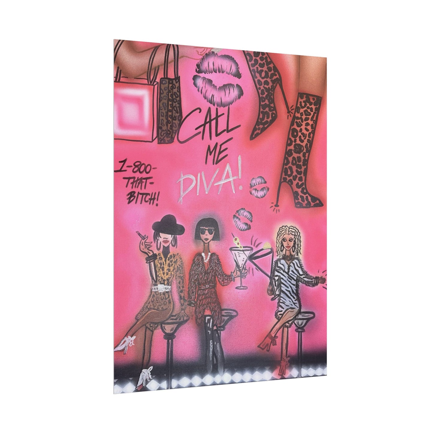 "party diva!" airbrush rolled print