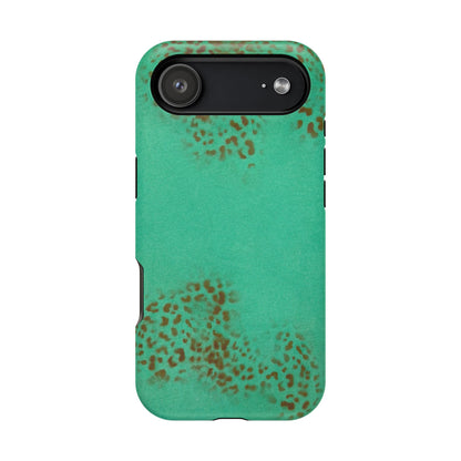 MagSafe "teal cheetah" airbrush iPhone case
