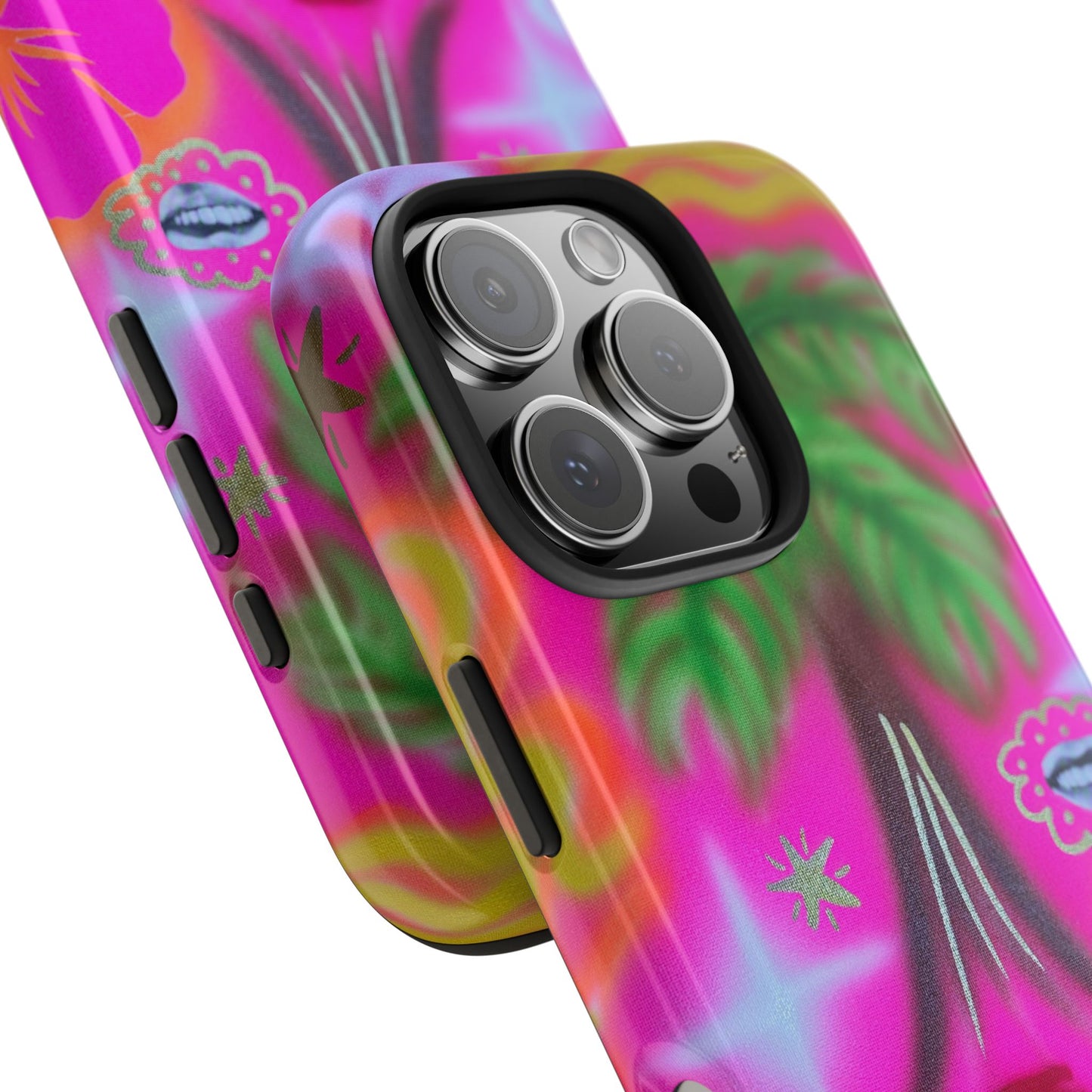 "neon pink palms" airbrush iPhone case
