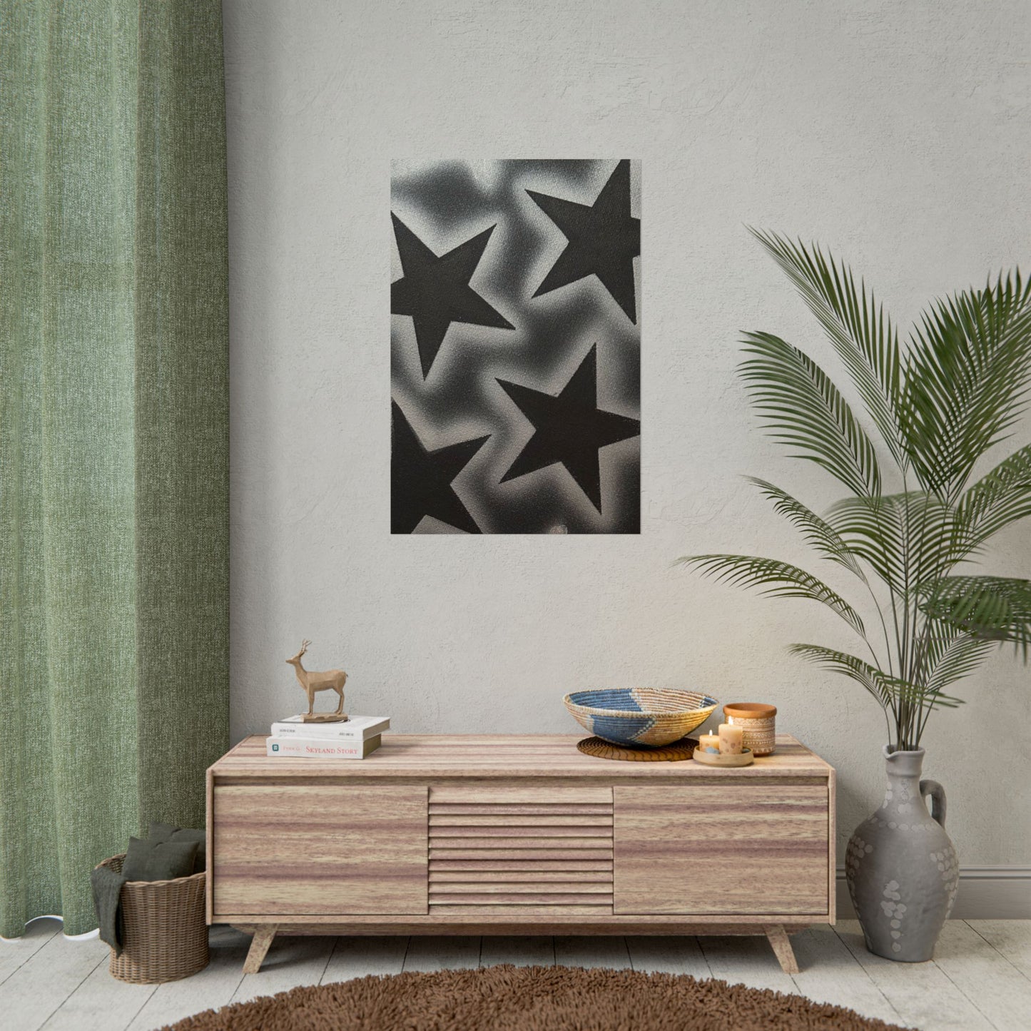 "chrome stars" airbrush rolled print
