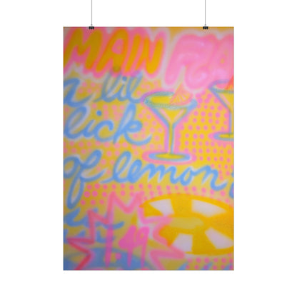 "lemontini" airbrush rolled print