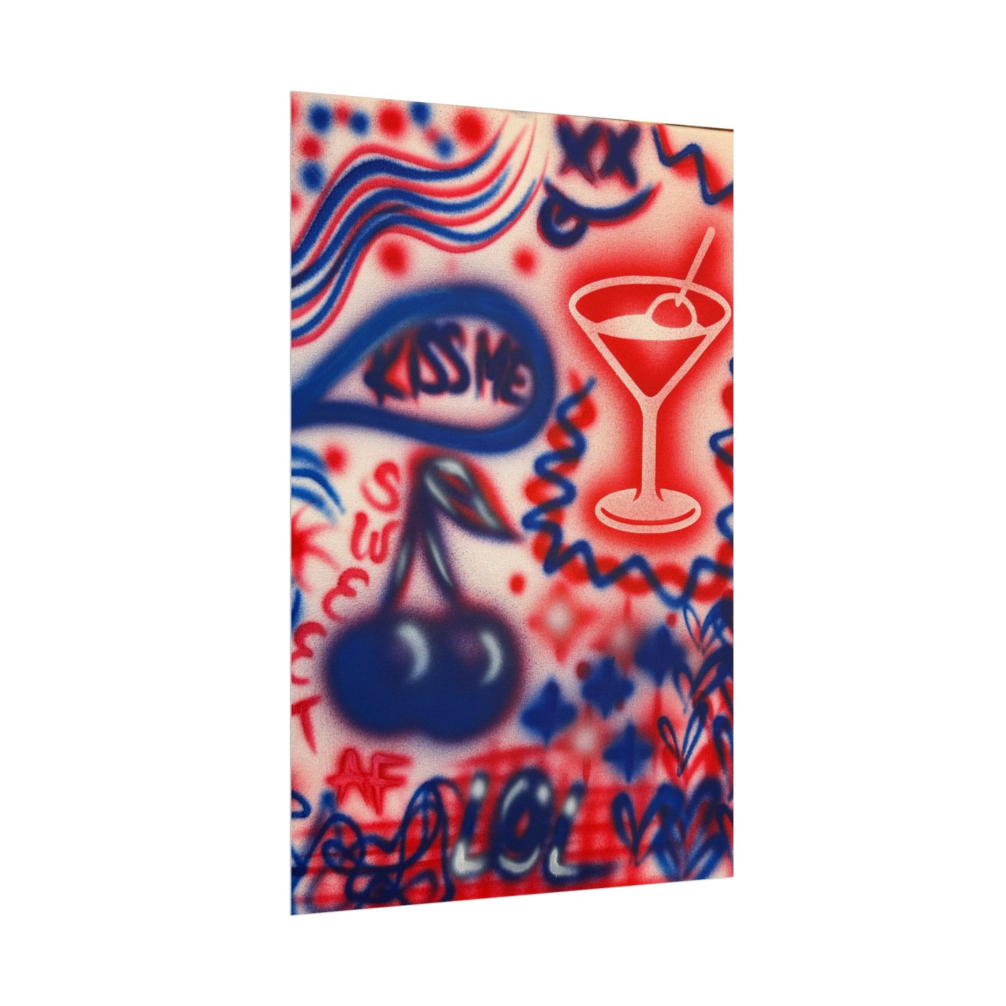 "kiss me!" airbrush rolled print
